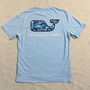 Vineyard Vines Blue Floral Whale Logo Tshirt Tee M